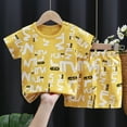 thumbnail image 2 of KPOPLK Boys Short Sleeved Shorts Suit Comfortable Soft Breathable Fashionable Cute Cartoon Print Children Suit boy clothes 3t 4t(6-12 Months,Yellow), 2 of 3