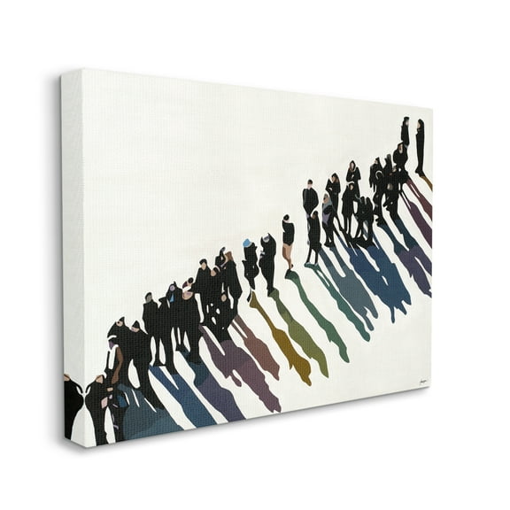 Stupell Industries People Walking In Line Rainbow Tone Shadows Abstract Painting Gallery Wrapped Canvas Print Wall Art, 16 x 20