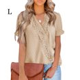 thumbnail image 2 of Qarigey Camisa de manga corta para mujer con cuello en V de verano de color sólido Tops Blusa Accesorios Ropa, zapatos y accesorios Miscelánea Albaricoque L Qarigey AP011577-28, 2 of 6