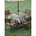 thumbnail image 4 of Outdoor Tablecloth with Umbrella Hole for Patio/Picnic/Party/Camping, Sage Green Blue Waterproof Table Cloth Square Cover Washable, Vintage Shabby Farmhouse Wooden (54"x 54"), 4 of 9
