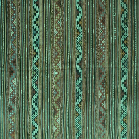 Ahgly Company Indoor Square Oriental Turquoise Blue Traditional Area Rugs, 3' Square
