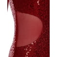 thumbnail image 6 of DPOIS Women's Sequins One Shoulder Figure Ice Skating Leotard Lyrical Dance Costume Burgundy M, 6 of 7