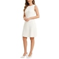 thumbnail image 5 of INSPIRE CHIC Women's Wear to Work Solid Color Sleeveless A-Line Flared Midi Dresses XL White, 5 of 7