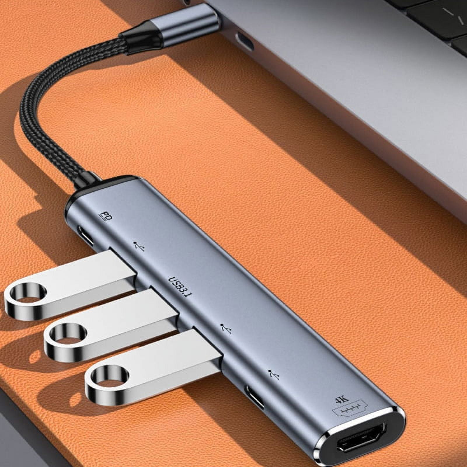 FVH USB-C Type C to HDMI 4K Dual USB 3.0 HUB Converter HDTV Multiport Adapter 60hz with Female 100W PD Power Port