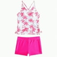 thumbnail image 5 of CAICJ98 Swimsuits for Girls 2 Piece Tankini Set Tropical Print Bathing Suits Hawaiian Swimsuits with Shorts Beachwear Tankini Girls' Swimwear (12-13 Years,Hot Pink), 5 of 8