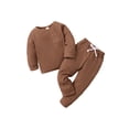 thumbnail image 2 of Kiapeise Toddler Baby Boy Fall Clothes Solid Ribbed Long Sleeve Pullover Sweatshirt Tops Jogger Pants, 2 of 8