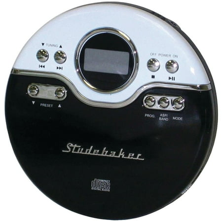 Studebaker Personal CD Player with FM Radio, 60 Second ASP and Earbuds (SB3703) - Black