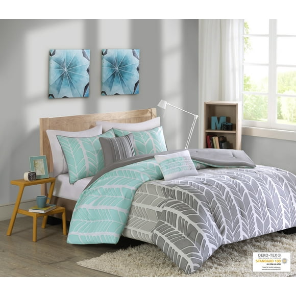 Chevron Beddings, Grey And Teal Twin Bed Set