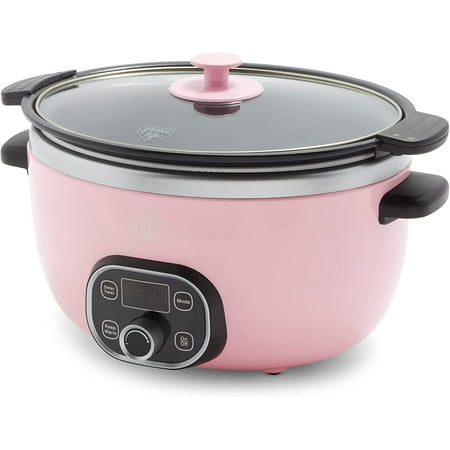 

GreenLife Cook Duo Healthy Ceramic Nonstick 6QT Slow Cooker PFAS-Free Digital Timer Dishwasher Safe Parts Soft Pink