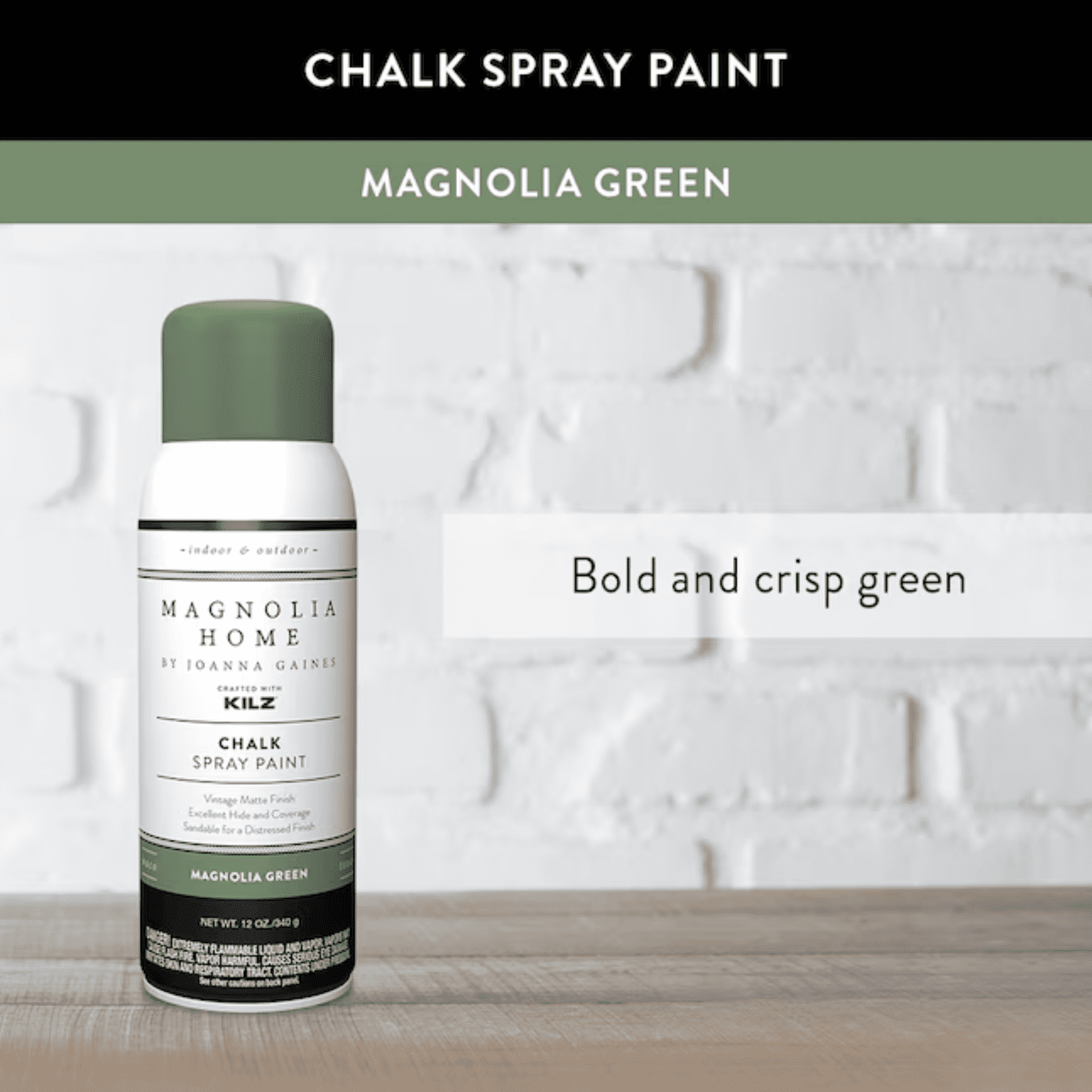 KILZ Magnolia Home Super-Matte Chalk Spray Paint, 12 oz – Magnolia Green