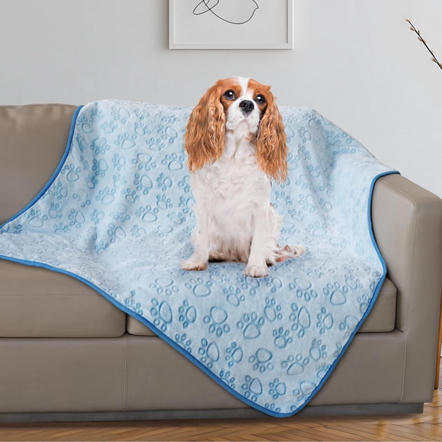 Manta de peluche para perros, tamaño mediano, 107 x 168 cm, forro polar suave, azul