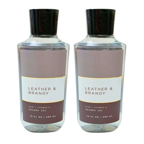 Bath & Body Works Gel Douche, Ensemble de 2 Bouteilles, Chaque Bouteille 10oz (Brandy en Cuir)