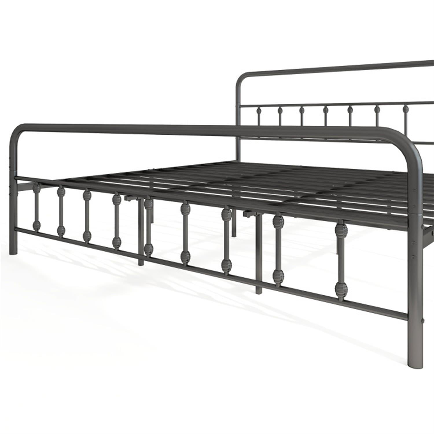 Demi Bonn King Size Bed Frame with Headboard, Metal Platform Bed Frame with Under Bed Storage, No Box Spring Needed, Black