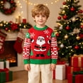thumbnail image 2 of Toddler Boys Christmas Holiday Knit Pullover Sweater, Festive Reindeer Santa Gingerbread Graphic Crewneck Top 5-6 Years, 2 of 9