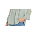 thumbnail image 3 of Charter Club Women's Double Ruffle Textured Pintuck Top Green Size Small, 3 of 3