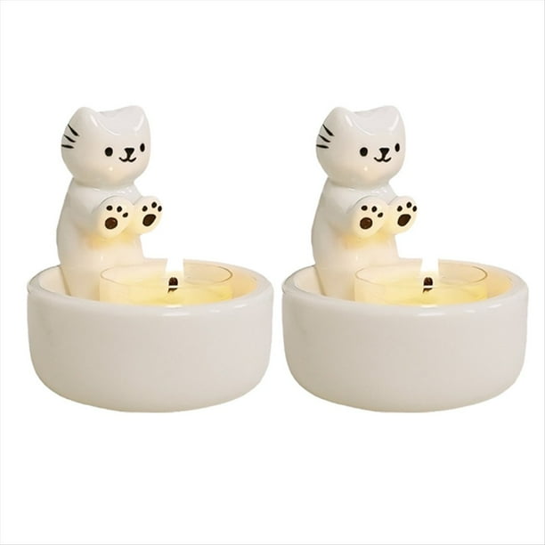 Candelabro de Gatito, Vela de Aromaterapia, Candelabro de Decoración del Hogar de Encantador, Regalo para Amantes de los Gatos