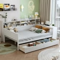 thumbnail image 1 of Euroco Wood Full Size Daybed with Bookcase and Desk, Functional Shelves and 2 Drawers, White, 1 of 18