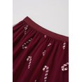 thumbnail image 3 of CHICWISH Women Christmas Shimmer Candy Cane Print Mesh Tulle Midi Skirt Cute High Waist A-Line Casual Holiday Skirts Burgundy, 3 of 10