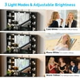 thumbnail image 6 of Zimtown Makeup Vanity with 3 Colors Light Mirror, Glass Top Vanity Desk with Two Glass-Door Storage Cabinets & Charging Station, Black, 6 of 6
