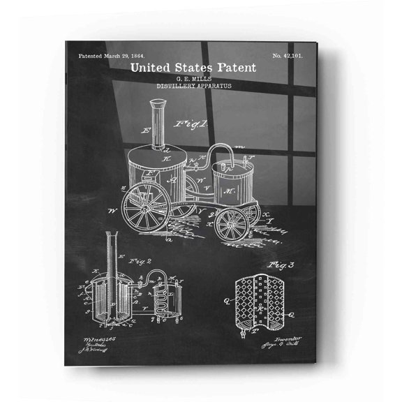 Epic Art 'Distillery Apparatus Blueprint Patent Chalkboard' Acrylic Glass Wall Art, 16"x24"