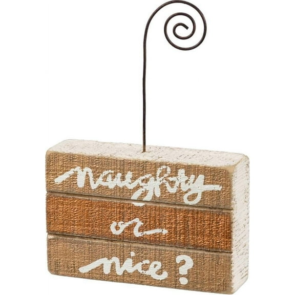 Primitives Slat Photo Block Christmas Naughty