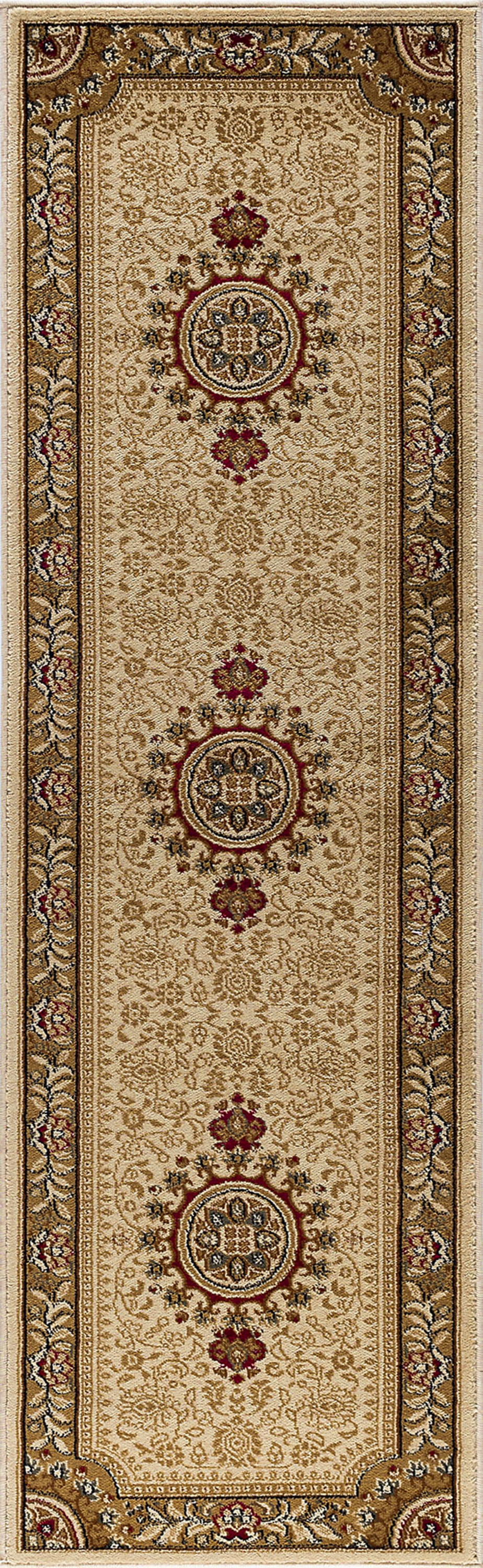 Sensation Traditional 2' x 10' Ivory and Scarlet Polypropylene Indoor Area Rug