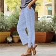 thumbnail image 2 of vigerkar Womens Striped Linen Pants 2025 Summer Casual High Waisted Cropped Pants Loose Straight Leg Dressy Trousers with Pockets Light Blue, XL, 2 of 8