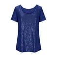thumbnail image 6 of YFNNUP Sequin Tops for Women Short Sleeve Shimmer Glitter T Shirts Crew Neck Loose Fit Casual Basic Tee Sparkly Shiny Formal Work Blouse, 6 of 7