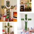 thumbnail image 4 of Christmas Tree Shaped Like a Cross, Foldable Cross Christmas Tree, Pre-Lit Artificial Pine Christmas Cross, with Light String, White Scarves and Wooden Rattan Ring, Large Christmas Decorations(6ft), 4 of 5