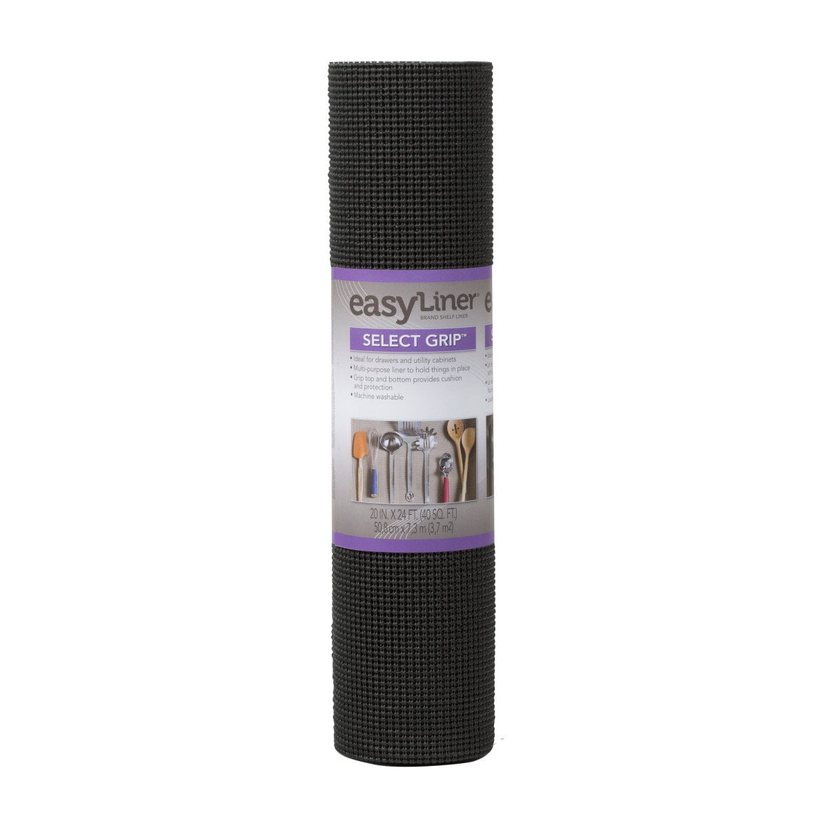 Duck Brand 281876 Select Grip Easy Non-Adhesive Shelf Liner 20-Inch x 24-Foot, Black, 2 Pack