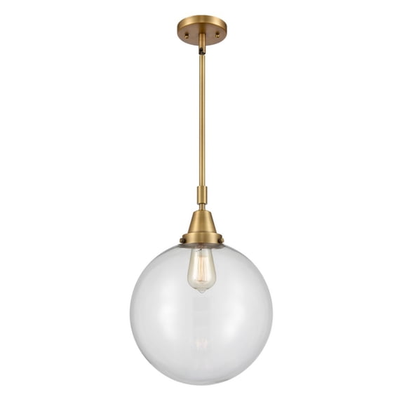 447-1S-BB-G202-12 Innovations Lighting Beacon - 1 Light Stem Hung Mini Pendant-16.13 Inch Tall and 12 Inch Wide-Brushed Brass Finish-Clear Glass Color