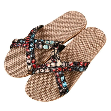 

FZM Women shoes Slippers For Fashion Ladies Women Breathable Bohemia Beach Slip On Shoes Flats Casual Sandals
