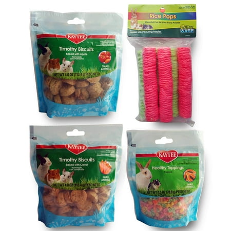 Rabbit Treats and Chews - Bunny Treats for Rabbits - (4 Bags) Timothy Biscuits Apple Rabbit Treats Carrot Papaya Treats for Small Animals Snacks Rice Pops - Best Value + Free (Amex Rewards Best Value)