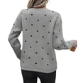 thumbnail image 4 of Women's Casual Round Neck Pullover Long Sleeve Sweater Top with Polka Dot Jacquard, Elegant and Cozy, Great for Parties and Daily Wear,Light Purple,XL, 4 of 4