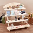 thumbnail image 4 of 4-Tier Pine Wood Retail Display Racks Countertop Small Merchandise Display Risers for Figures Gemstone Earring Display Cards Jewelry Storage BurlyWood Finished Product: 27x40x38cm, 4 of 5