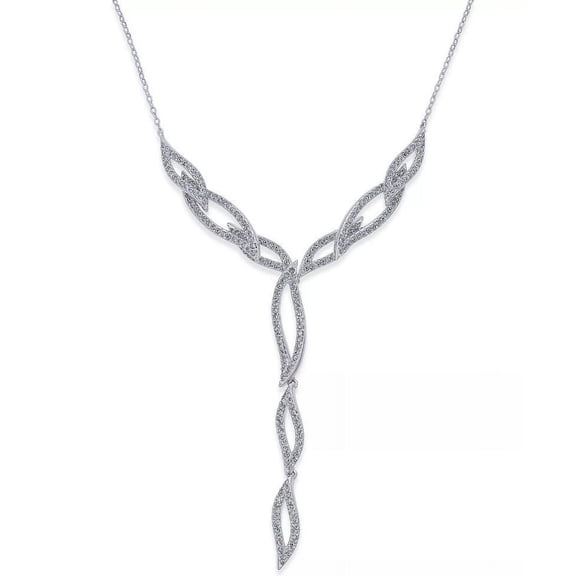 ELIOT DANORI Silver-Tone Pavé Leaf Y-Neck Necklace