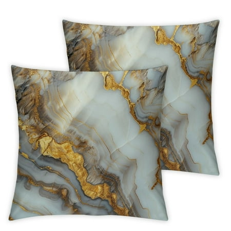 

WGOD Marble Gold Veining Sculpture Plush Pillowcase Set of 2 Aesthetic Decorative Printed on Both Sides 12x12in