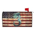 thumbnail image 2 of PHELIKA American Flag Painted Wood Wall Summer Sea Fish Mermaid 01 Magnetic Mailbox Covers Standard Size 21"H x 18"W, 2 of 8