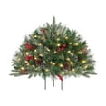 thumbnail image 2 of Pre-lit Outdoor Christmas Tree Urn Filler with Changing LED Lights, Artificial Frosted Xmas Tree with Cones & Berries for Porch Pathway Yard Holiday Decorations, Lighted Planter Filler, 2 of 9
