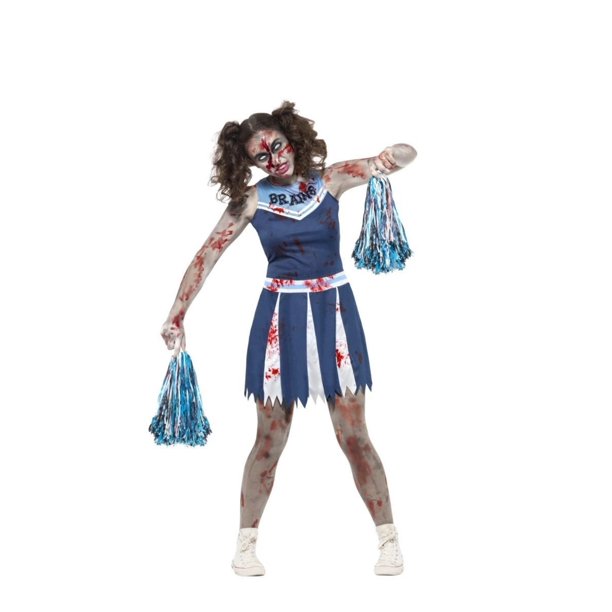 49" Blue and White Zombie Cheerleader Teen Girl's Small Size Halloween