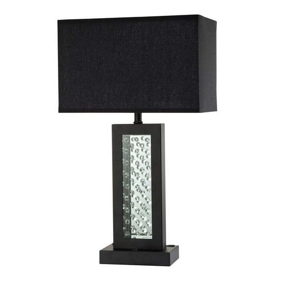 Table Lamp with Embedded Glass Panel Black - Saltoro Sherpi