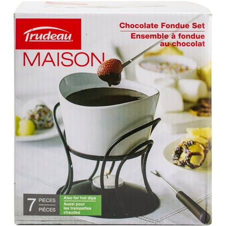 Trudeau Maison Revolo Chocolate Fondue Set-White &