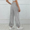 thumbnail image 4 of Pants for Women Drawstring Elastic Waist Sweatpants Fleece Pockets Casual Solid Color Jogging Sweatpants,Sweatpants for Women Gray XL, 4 of 5