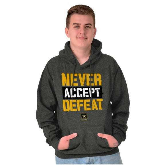 US Army Logo Never Accept Defeat Hoodie Sweatshirt Women Men Brisco Brands S