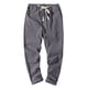 thumbnail image 2 of Pantalones largos de algodón para hombre, con cordón ajustable, informales, de color liso, lavados, de pierna recta, para exteriores, de algodón, 2 of 9