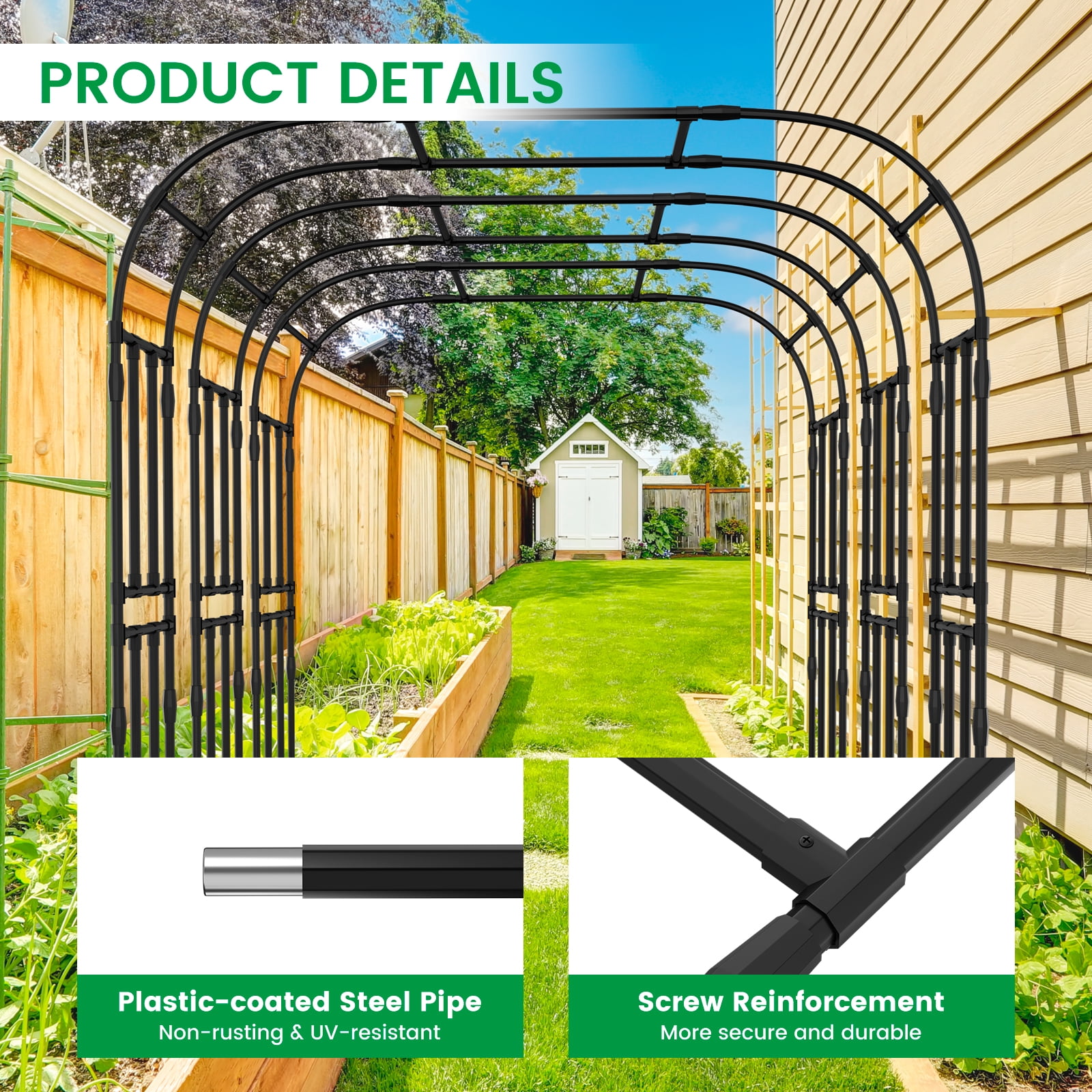 MOPHOTO Garden Arch Trellis for Climbing Plants,87"H Large Garden Trellis OutdoorMetal Plant Support Trellis Archway Arbor Tunnel Trellis for Vegetables Plant Cucumber Trellis Decoration