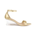 thumbnail image 3 of BLISSFUL STEP Women's Ankle Strap Low Wedge Clear Heels Sandals Gold 9, 3 of 7
