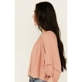 thumbnail image 2 of Cleo + Wolf Women's Brie Crochet Trim Long Sleeve Shirt - CLSU24W89-PCH   US, 2 of 4
