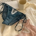 thumbnail image 4 of Women Strap Satin Panties Low Rise See Through Invisible Thongs Hollow Out Thin Mesh Sheer Briefs, 4 of 8