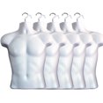 thumbnail image 1 of Maniquí masculino blanco con espalda hueca, torso, forma de vestido y gancho para colgar, tamaños S-M (paquete de 5 blancos), 1 of 5
